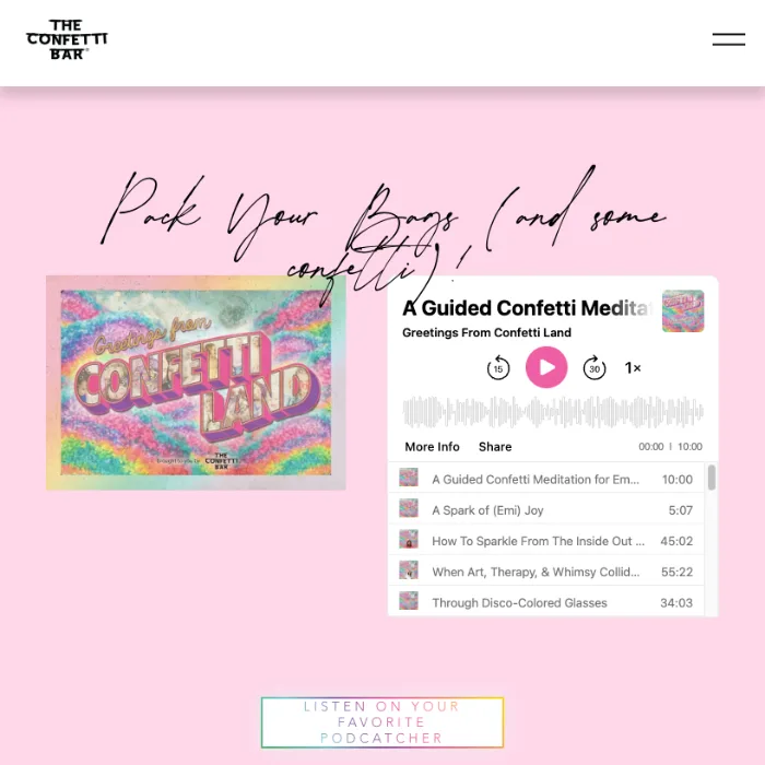 The Confetti Bar mobile view