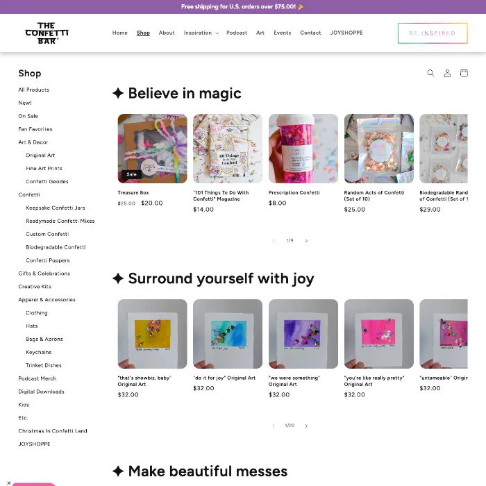 Shopify storefront for The Confetti Bar